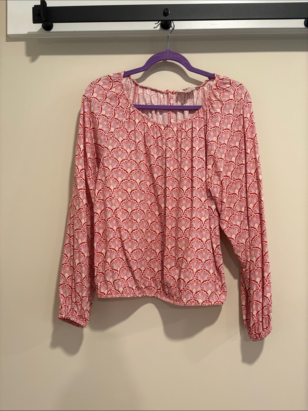 Loft Fashion Pink Printed Long-Sleeve Blouse